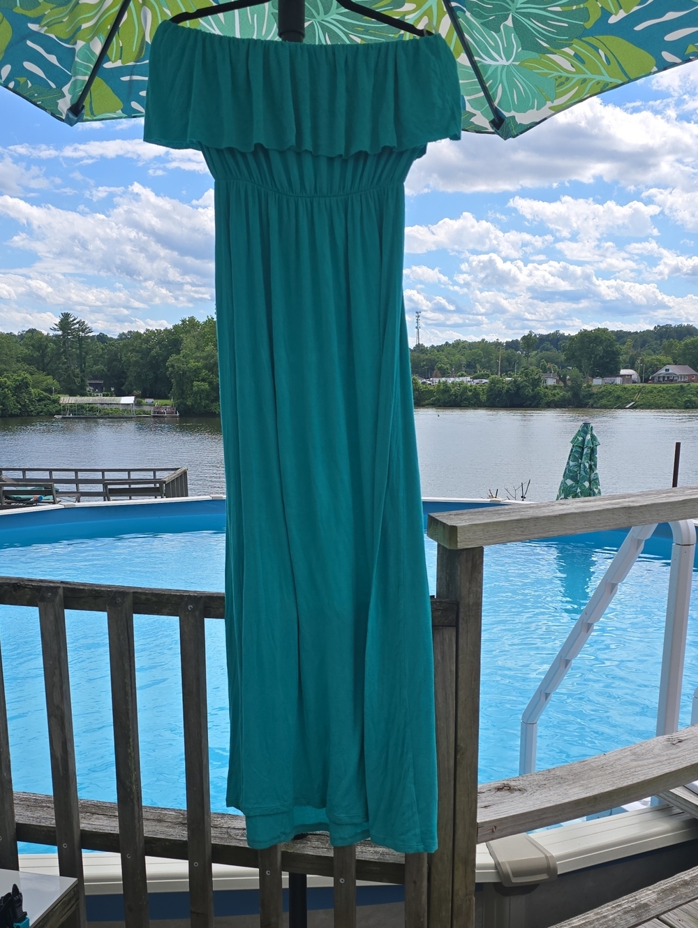 Off-Shoulder Teal Maxi Dress - Women's Summer Style